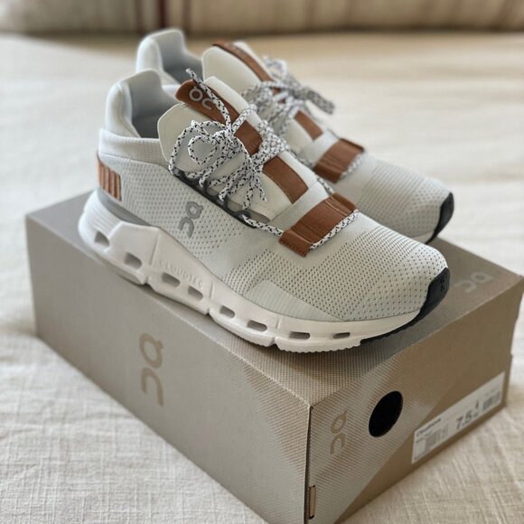 On Cloud Cloudnova Running Shoes White Pearl Brown - Picture 1 of 8